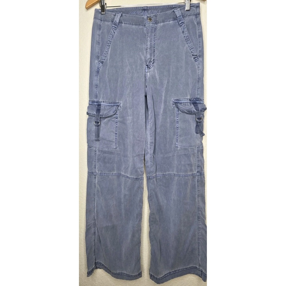 American Eagle Cargo Pants Women 6x30.5 High Rise Baggy Wide Leg Utility Grunge